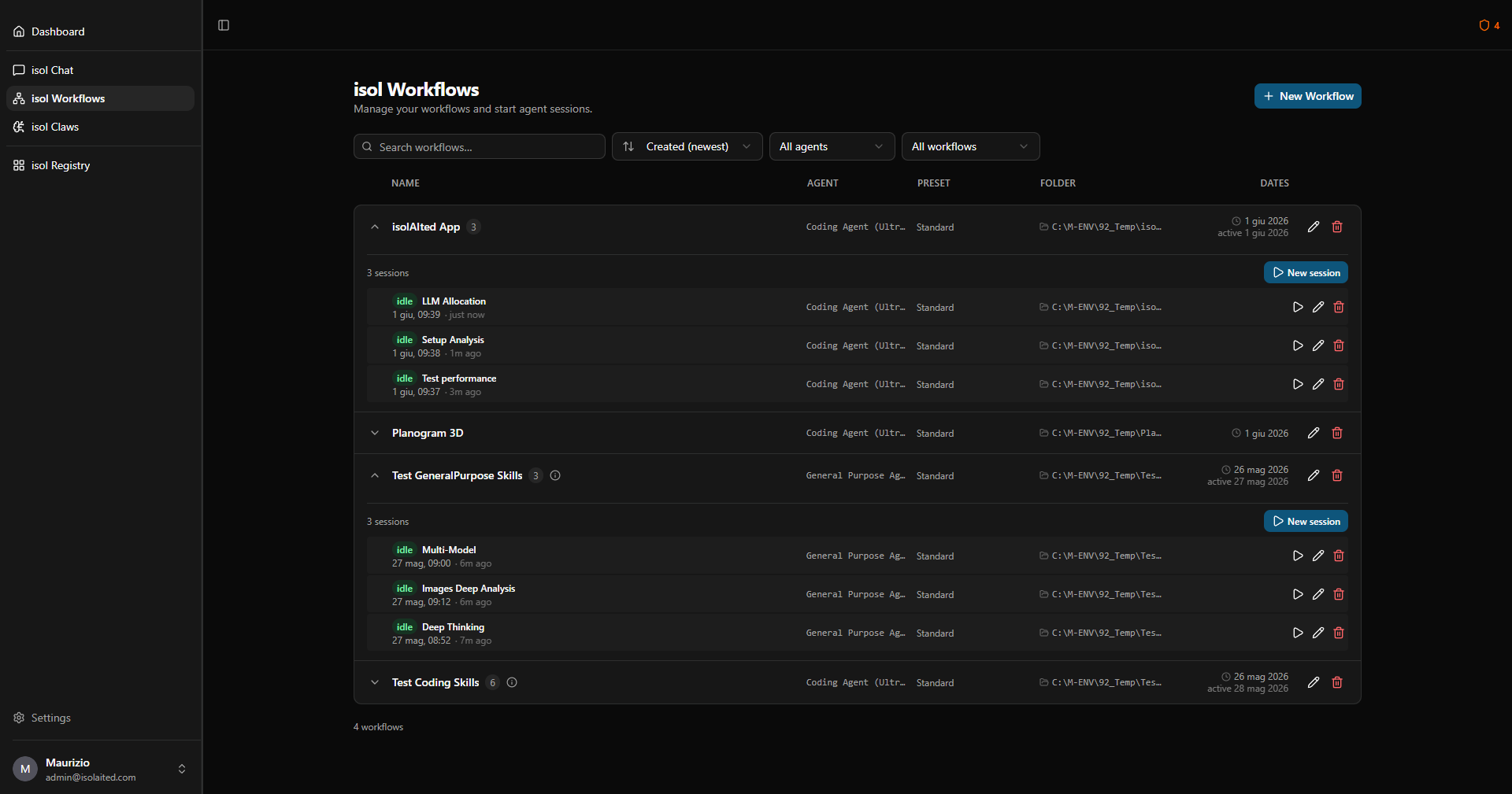 isol Workflows — agentic workflow editor